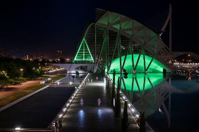 La Ciutat de les Arts i les Ciències s’il·lumina aquesta nit de verd pel Dia Mundial de la ...