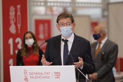 Ximo Puig anuncia que la Comunitat Valenciana rebrà la setmana que ve 401.400 dosis de vacunes contra la COVID-19