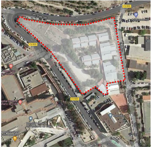 Sanitat construirà un nou pàrquing per a l’Hospital d’Elda en l’antic col·legi Miguel de Cervantes