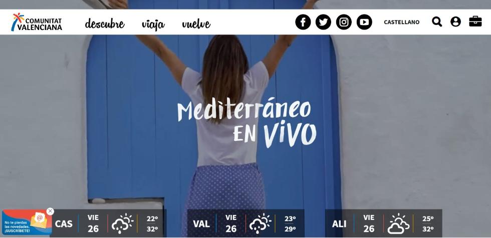 Captura de pantalla del nuevo portal www.comunitatvalenciana.com
