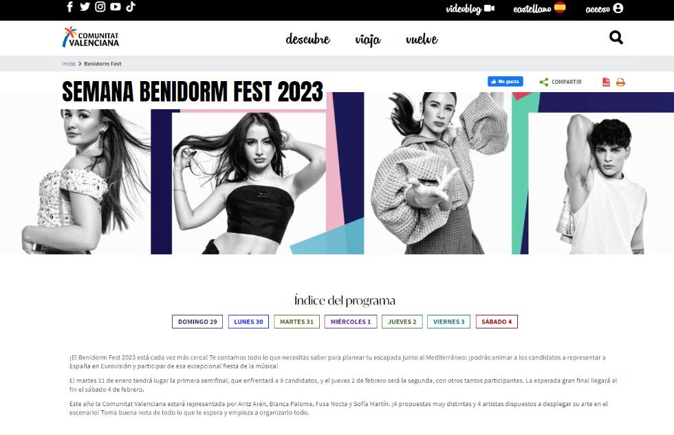 Imatge de la web Setmana Benidorm Fest