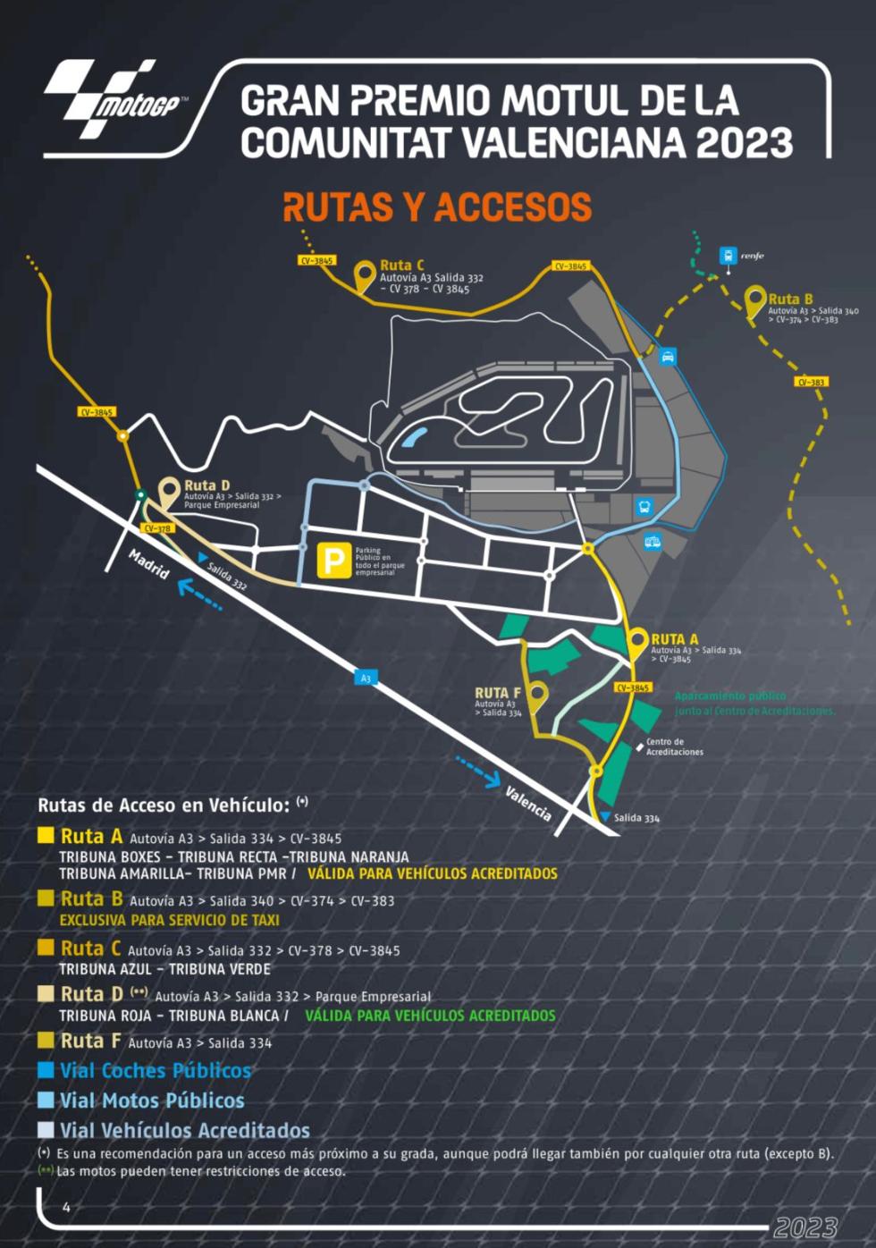 El Circuit Ricardo Tormo contará con cuatro accesos para el Gran Premio